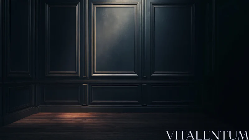 Dark paneled interior wall with empty central focal area.