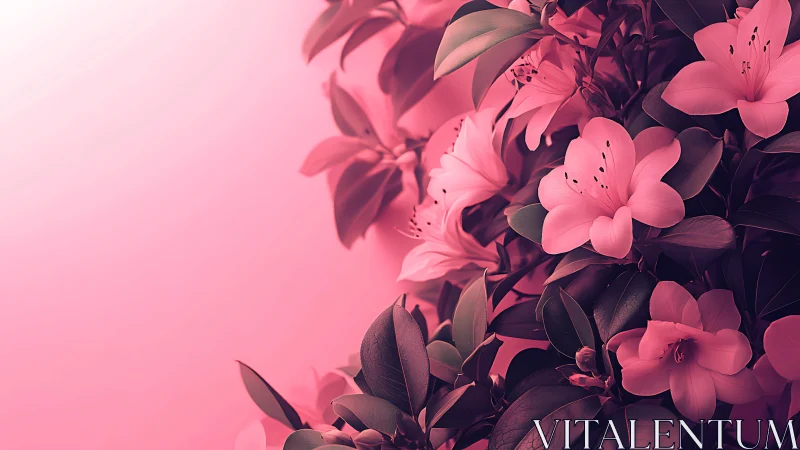 Monochromatic Pink Azaleas With Directional Foliage Shadows.