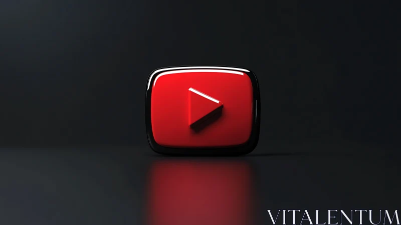 Red YouTube Play Button Icon on Dark Background.