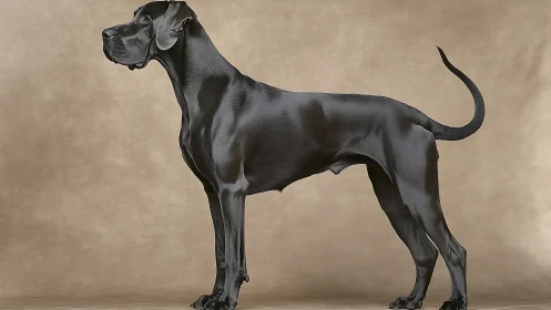 Black Great Dane profile against neutral studio backdrop.