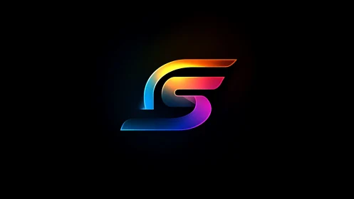 Vibrant neon S logo glows boldly against deep black space