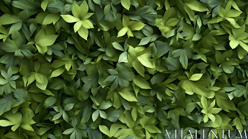 Lush layered green foliage background pattern texture.