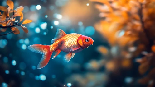 High-saturation koi study with shallow depth and bokeh-rich aquatic field