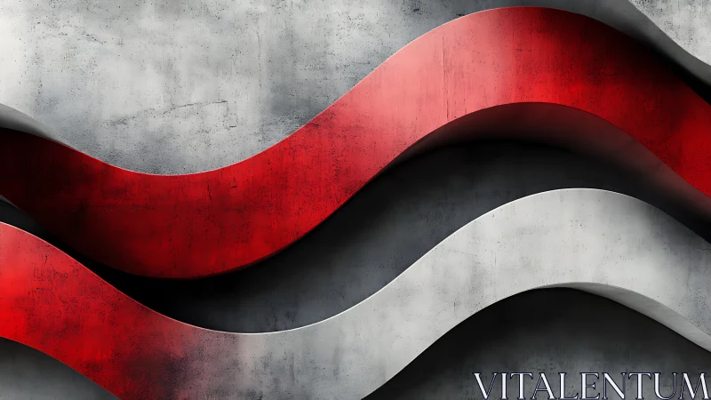 Warm red and white waves flowing across concrete texture.