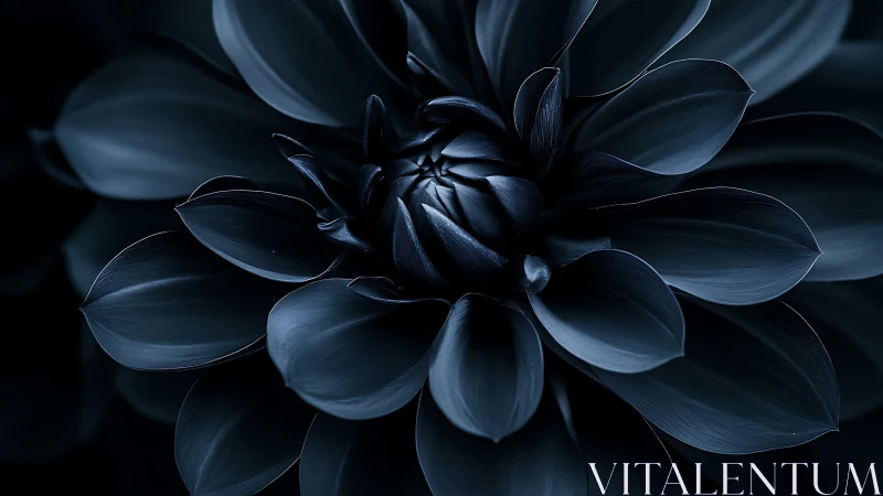Dark Dahlia with Backlit Petals in Blue Tones.
