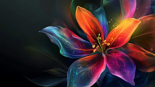 Luminescent Flower with Vibrant Neon Petals.