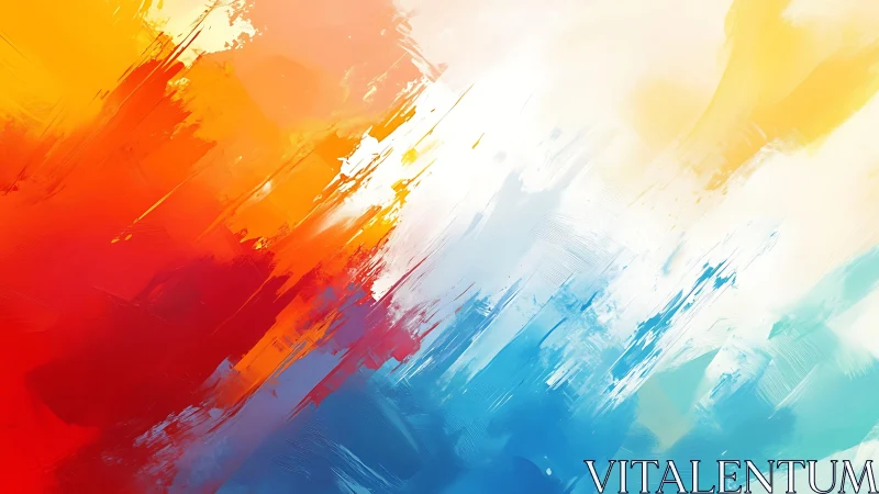 Vibrant Abstract Brush Strokes in Red, Orange, and Blue Style.