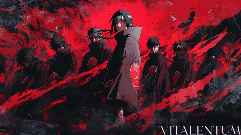 Akatsuki squad in dynamic red-black anime composition.