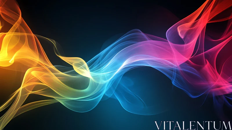 Vibrant flowing light waves in abstract digital spectrum.