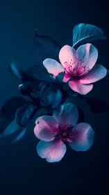Bioluminescent Cherry Blossoms with Luminosity Gradient.