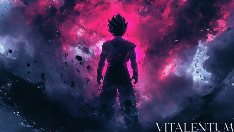 Starlit warrior ignites a cosmic storm of magenta fury.