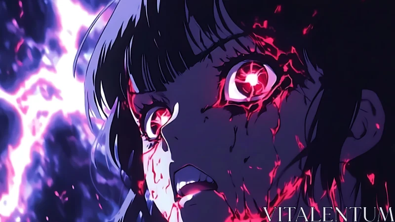 Voltaic ocular overload fracturing anime subject’s visage.