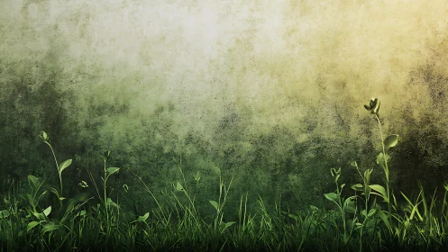 Botanical silhouettes against textured gradient wall backdrop.