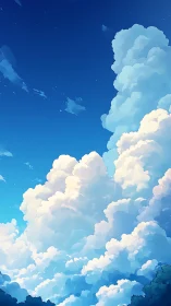 Cumulus convection tower under deep gradient atmospheric sky.