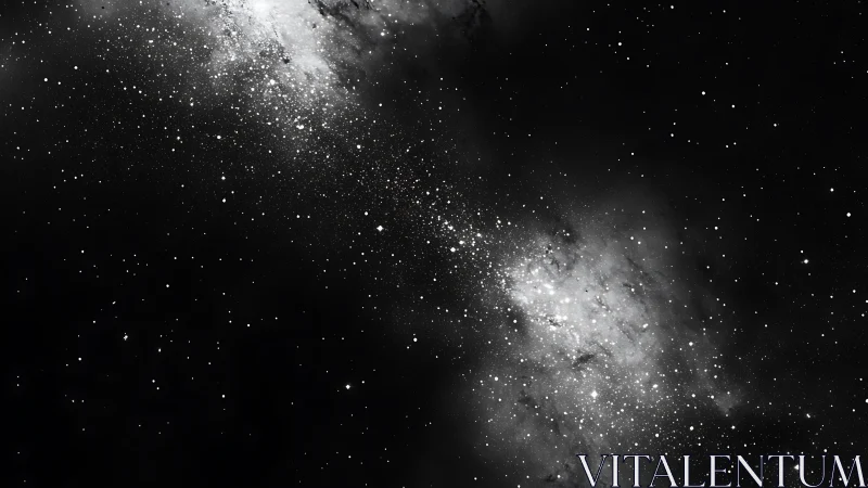 Dense star field with central galactic band in monochrome space.