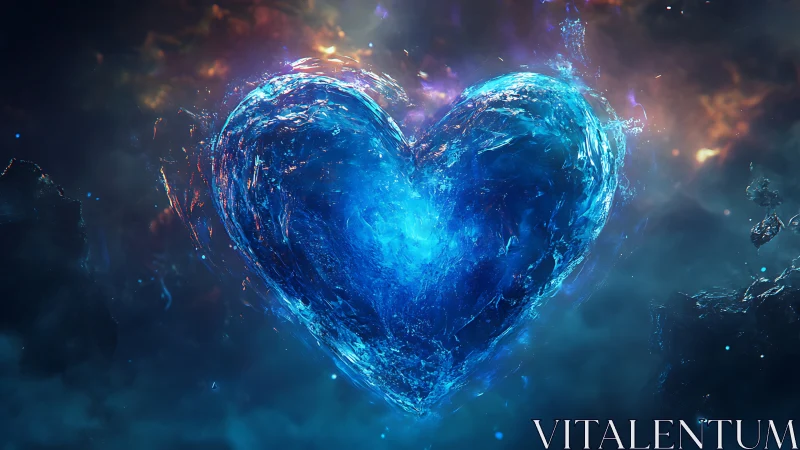 Luminescent Crystalline Heart Form With Volumetric Light Diffusion and Particle Dynamics