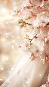 Delicate cherry blossoms with detailed stamen and selective depth rendering