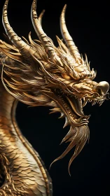 Highly detailed golden dragon render shows head in profile