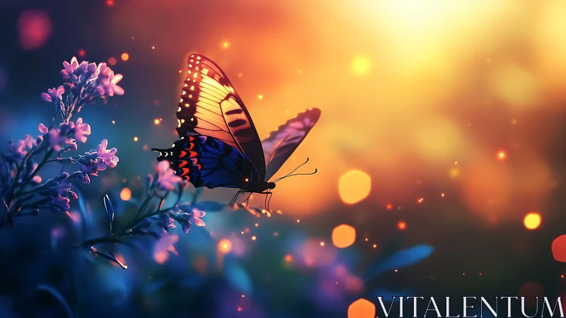 Digital butterfly rendering shows detailed wings in backlight