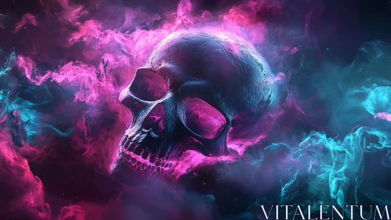 Neon Vapor Skull in Chromatic 3D Atmospheric Rendering.
