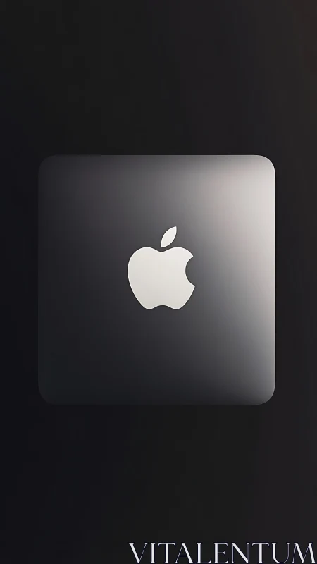 Minimalist metallic device top with centered logo mark design.