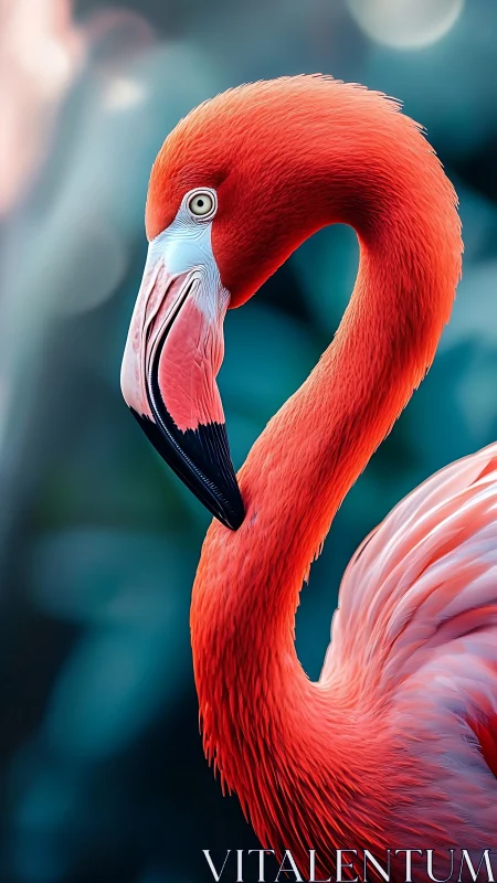 Flamingo portrait shows vivid coral plumage in sharp focus.