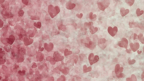Watercolor Hearts Cascade in Dusty Rose Reverie.