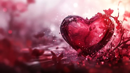 Crystalline Heart Form with Fluid Dynamics and Volumetric Light Scattering