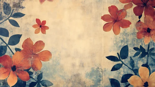 Soft vintage floral border surrounds a warm textured space