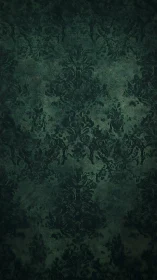 Textured emerald damask pattern with aged surface patina.