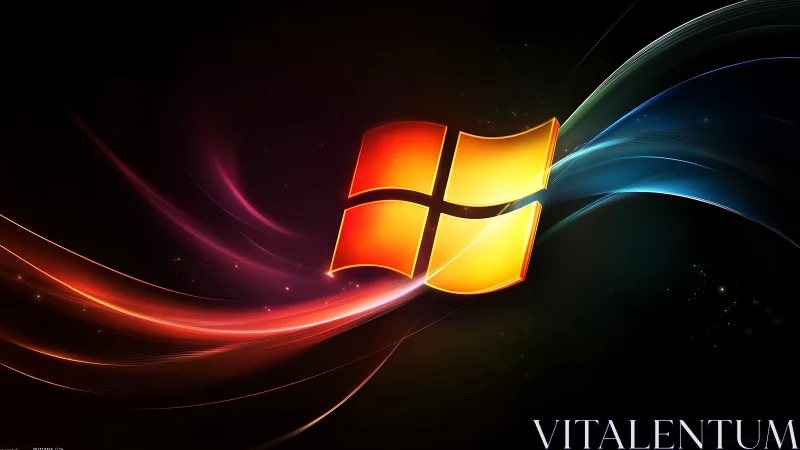 Glowing window crest surfing neon data-stream ribbons.