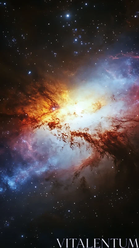 Expanding nebula cloud glows against dense star field