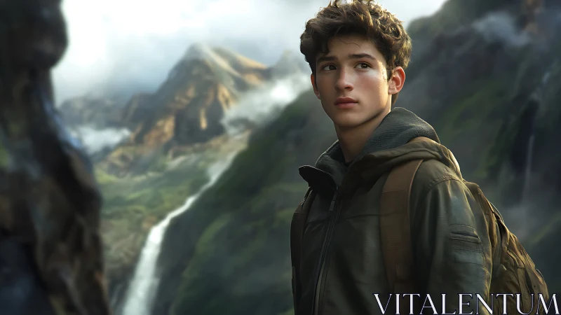 Mountain mist listens as the young wanderer rewrites horizons