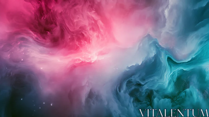 Nebula-inspired abstract cloudscape in pink and teal.