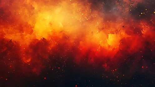 Explosive Fire Gradient: Dynamic Particle Dispersion in Warm Color Spectrum