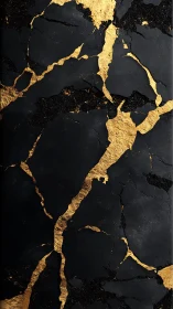 Black stone surface with bold gold crack patterns.