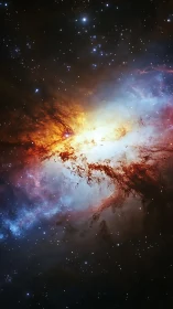 Expanding nebula cloud glows against dense star field