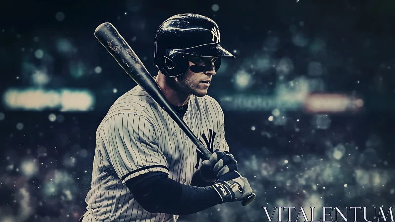 Baseball slugger waits in dramatic stadium night atmosphere