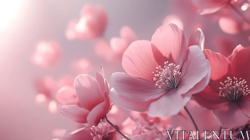Delicate Pink Blossoms Dance in Soft Dreamy Light