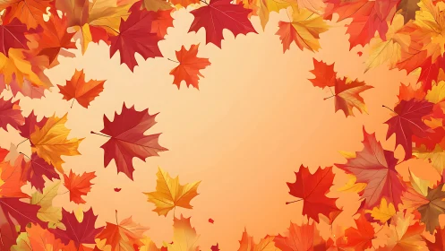 Crimson maple leaves swirl around a glowing autumn lullaby.