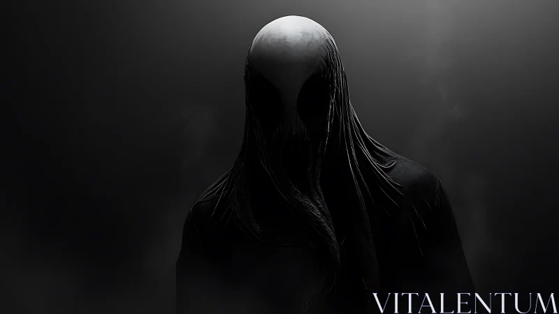 Nocturnal cranial wraith with obscured facial topology.