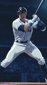 Baseball batter in white uniform prepares to swing bat
