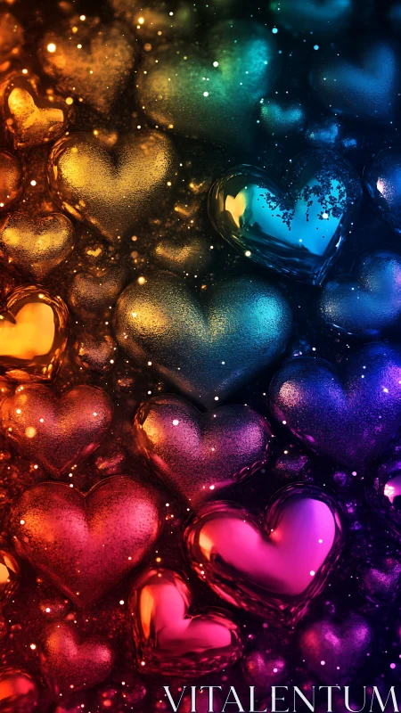 Chromatic Glass Hearts with Volumetric Light Diffusion and Particle Effects