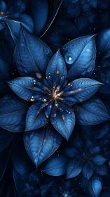 Midnight sapphire blossom quietly ignites with cosmic sparks