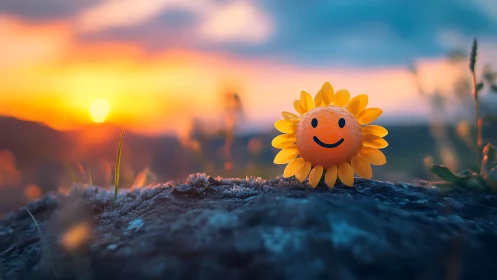 Sunset-smiling sunflower orb quietly steals the golden hour