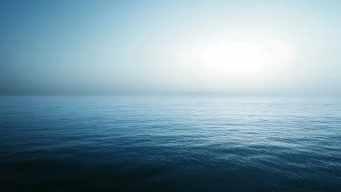 Distant horizon bisects uniformly rippled open sea surface