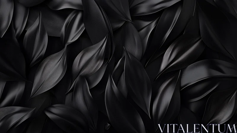 Matte black sculpted foliage with fine ribbed leaf textures
