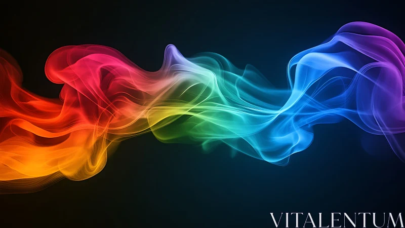 Flowing multicolor light wave on dark gradient background.