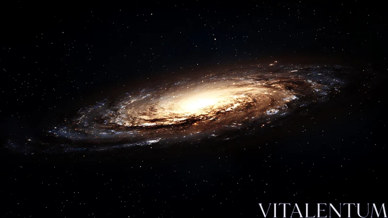 Spiral galaxy panorama in deep-space photorealistic rendering.