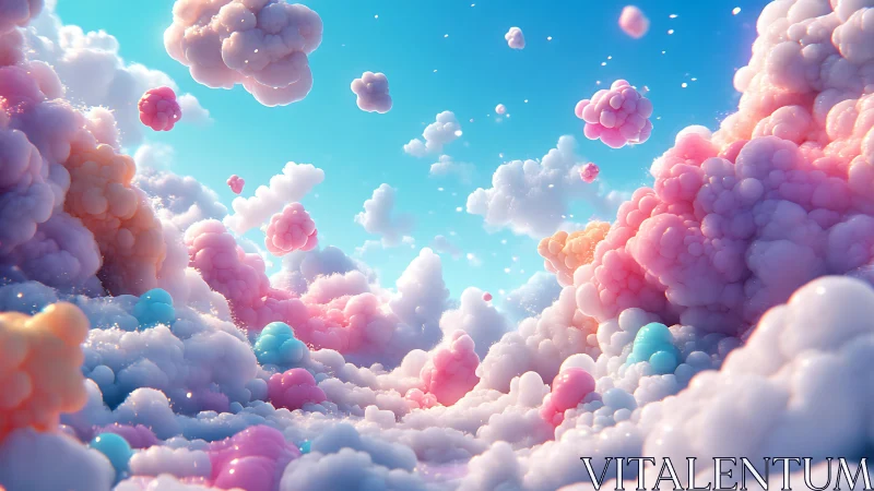 Cotton candy nebulae drift across a sugar-bright sky.